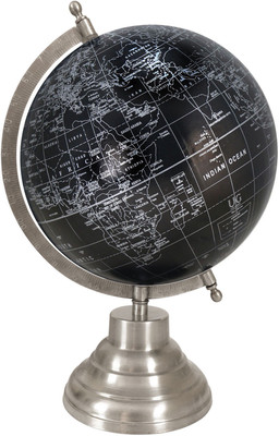 

Globeskart Designer Black Silver with Antique Satin Finish Stand Desk & Table Top Political World Globe(Medium Black)