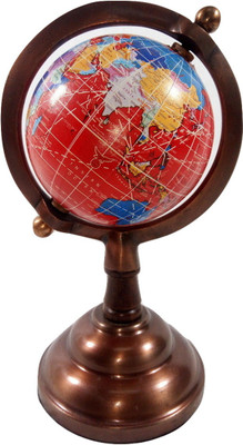

MH Red Ocean Brown Base Desk & Table Top Political World Globe(Medium Red)