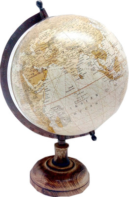 

MH Cream Ocean Brown Base Desk & Table Top Political World Globe(Medium Cream)