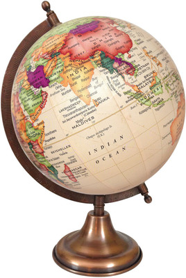 

Globeskart Designer Cream Multicolour Contour with Antique Copper Finish Stand D Political World Globe(Medium Cream)