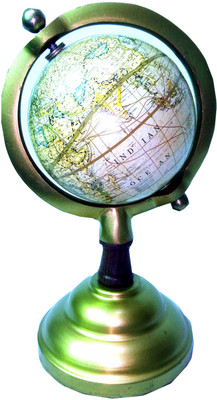 

Mh White Ocean Golden Base Desk & Table Top Political World Globe(Medium White)