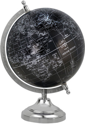 

Globeskart Black Silver with Chrome base and arc Desk and Table Top Political World Globe(Medium Black)