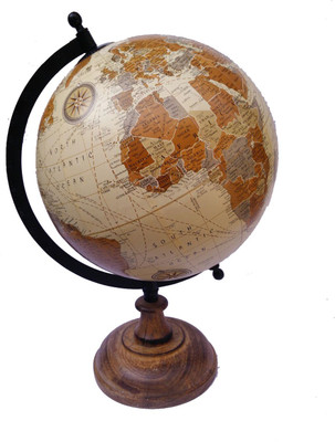 

Cart4Craft Antique Look Cream Ocean With Wooden Stand Desk & table Top Political World Globe(Medium Cream)