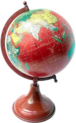 MH Red Ocean Red Base Desk & Table Top Political World Globe(Medium Red)