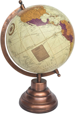

Globeskart Cream Multicolour Purple with Antique Copper Stand Desk and Table Top Political World Globe(Medium Cream)