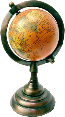 

MH Red Ocean Rounded Design Meridian Desk & Table Top Political World Globe(Medium Orange)