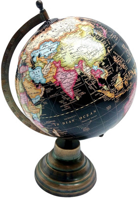 

MH Black Ocean Brown Base Desk & Table Top Political World Globe(Medium Black)