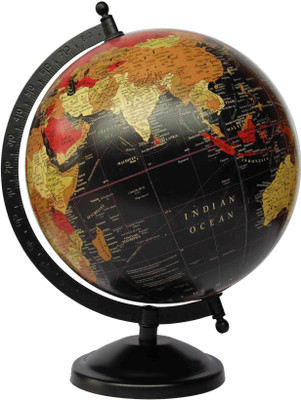 

Vira Mat Finish With Metal Base Desk and Table Top Political World Globe(Medium Black)