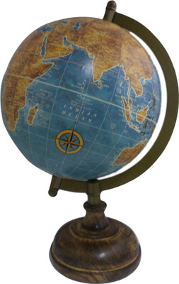 

Imli Street Geography Earth Wooden Stand Home Decor Table Ocean Desk & Table Top Political World Globe(Medium Brown)