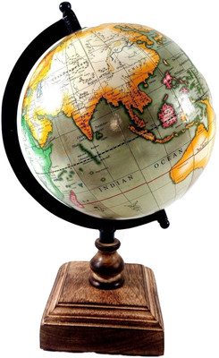 

MH Multicolor Ocean Wooden Base Desk Desk & Table top Political World Globe(Medium Multicolor)
