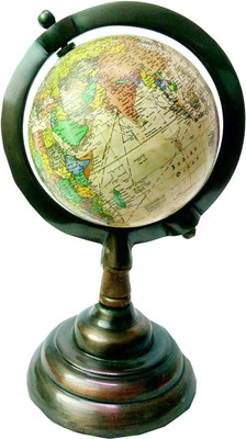 

MH Antique Shading Rounded Meridian Desk & table Top Political World Globe(Medium Cream)