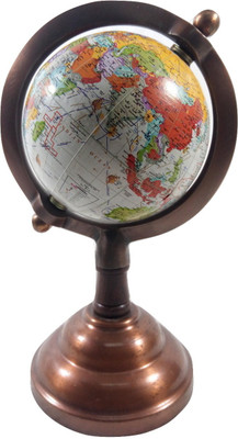 

MH White Ocean Brown Base Desk & Table Top Political World Globe(Medium White)