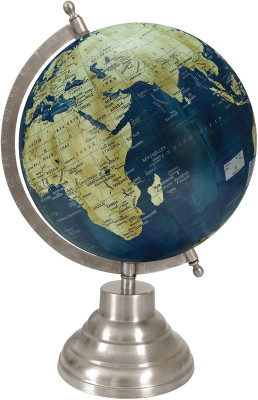 

Globeskart Designer Cream Blue Texture with Antique Silver Finish Desk & Table Top Political World Globe(Medium Blue)