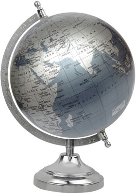 

Globeskart Marquise Silver with Super Chrome Base and Arc Desk and Table Table Top Political World Globe(Medium Marquise Silver)