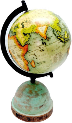 

MH Yellow Ocean Wooden Base Desk & Table Top Political World Globe(Medium Yellow)