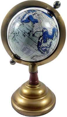 

MH White Ocean Golden Base Desk & Table Top Political World Globe(Medium White)