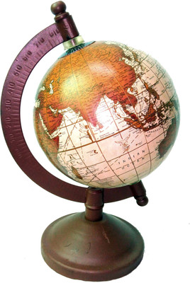 

MH Cream Ocean Golden Base Desk & Table Top Political World Globe(Medium Cream)