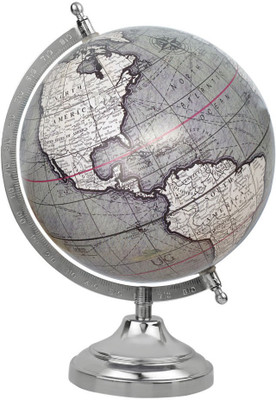 

Globeskart Greenish Grey with Chrome Base and Arc Desk and Table Top Political World Globe(Medium Greenish Grey)