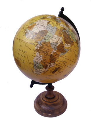 

Globecraft Yellow Ocean Multicolor Antique Look Desk & Table Top Political World Globe(Medium Yellow)