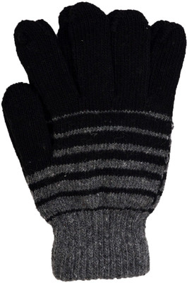 Vinenzia Self Design Winter Men's Gloves, Black