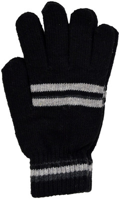Vinenzia Self Design Winter Men's Gloves, Black