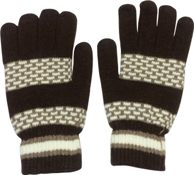 

Graceway Woolen Self Design Winter Men Gloves, Brown