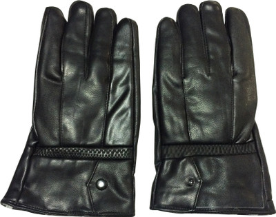 

Graceway Leather Solid Winter Men Gloves, Black