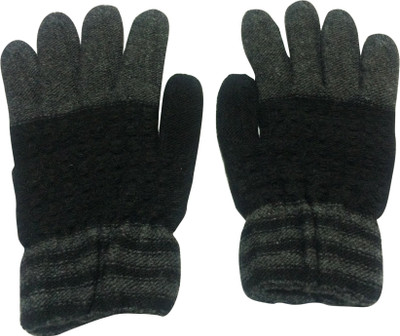 

Graceway Woolen Self Design Winter Men Gloves, Black