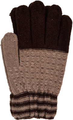 Vinenzia Striped Winter Men's Gloves, Brown