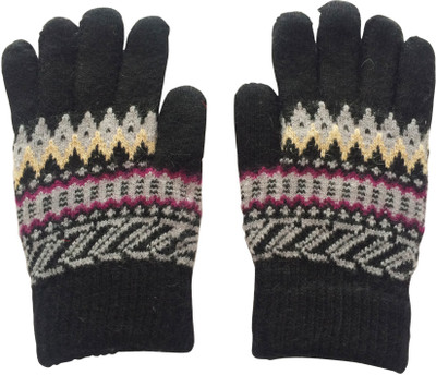 

Graceway Geometric Print Winter Men Gloves, Black