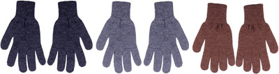 

Gajraj Woolen Solid Winter Men's Gloves, Camel & grey