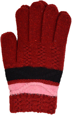 Vinenzia Striped Winter Women's Gloves, Maroon