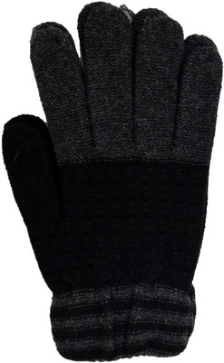 

Vinenzia Striped Winter Men's Gloves, Black