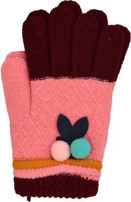 

Vinenzia Self Design Winter Women's Gloves, Maroon
