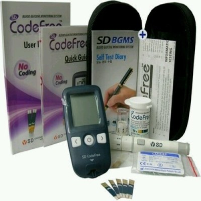 SD Codefree Meter With 10 Strips Glucometer(Black) available at flipkart for Rs.1120