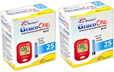

Dr. Morepen GLUCO ONE MONITORING SYSTEM TEST STRIP 25 TEST STRIPS(Pack of 2) Glucometer(Blue)