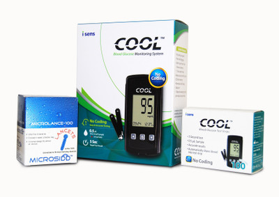 

i-SENS COOL GLUCOMETER WITH GLUCOSE STRIPS 100 AND LANCET 100 NOS Glucometer(Black)