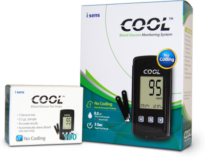

i-SENS COOL GLUCOMETER WITH GLUCOSE STRIPS 100 Glucometer(Black)