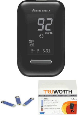 

Truworth Diamond Prima Black + 50 Strips Glucometer(Black)