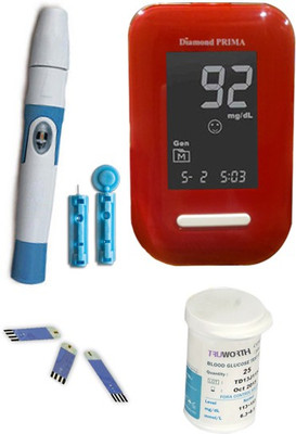 

Truworth Diamond Prima Red + 25 Strips Glucometer(Red)