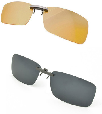 

Enem Day & Night Vision Polarized Clip-on Flip-up Metal clip Driving Sunglasses (Premium Quality) Motorcycle Goggles(Yellow, Black), Black;yellow