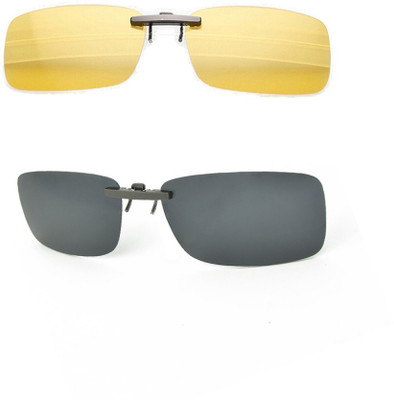 

Enem Day Night Vision Polarized Black Yellow Aviator Clip-on Metal Clip Flip-up Driving Motorcycle Goggles(Yellow, Black)