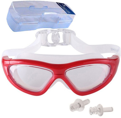 

TAG3 (TM) Premium Quality UV Shield Anti Fog With Ear Plugs and Hard Outer Box BIG Swimming Water Sports Goggles(Red)