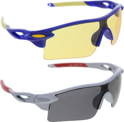 Vast Pack Of All Sports and Driving UV Protection Wrap Around Smart Cricket Goggles(Grey)