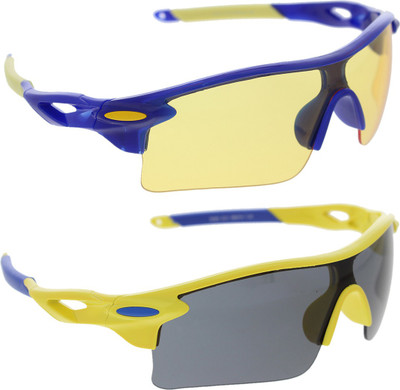 

Vast Combo Of Day & Night Vision Driving Plus UV Protection Wrap Around Smart Motorcycle Goggles(Yellow)