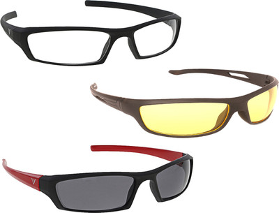 

Vast New Day & Night Vision Driving Plus Summer Special (Yellow,White,Grey) COMBO 3 Cycling Goggles, Multicolor