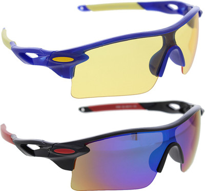 

Vast Combo Of Day & Night Vision Driving Plus UV Protection Wrap Around Smart Motorcycle Goggles(Black)