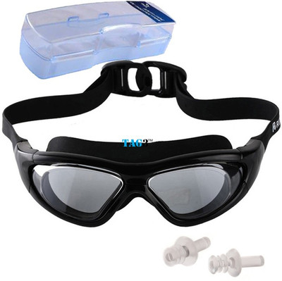

TAG3 (Tm) Premium Quality Uv Shield Anti Fog With Ear Plugs And Hard Outer Box Big Swimming Water Sports Goggles(Black)
