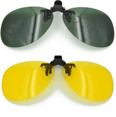

Enem Day Night Vision Polarized Black Yellow Aviator Clip-on Flip-up Driving Motorcycle Goggles(Yellow, Black)