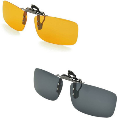 

Evana Night Vision Polarized Clip-on Flip-up Driving Sunglasses Motorcycle Goggles(Multicolor), Black;brown